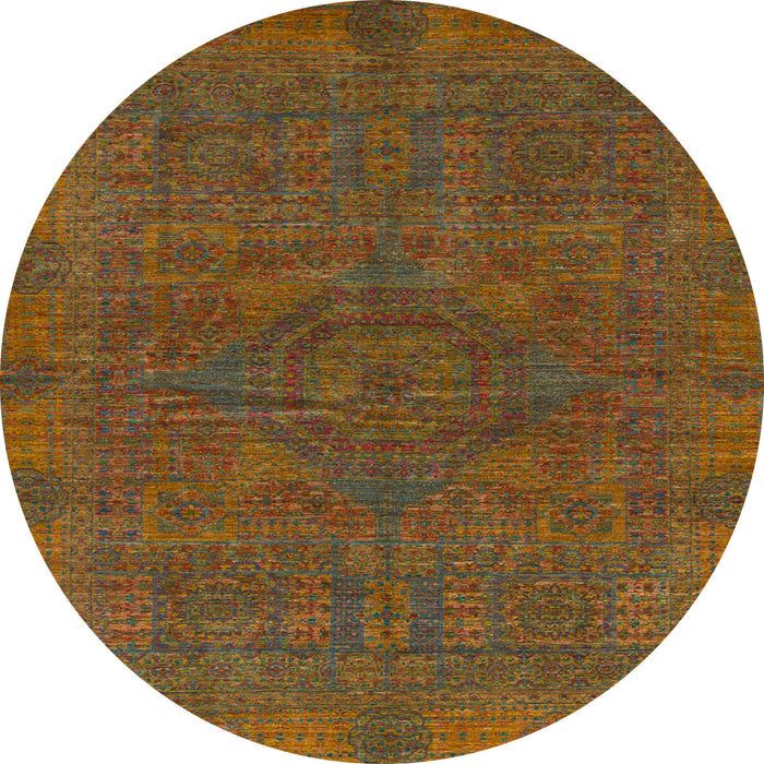 Round Machine Washable Abstract Light Brown Rug, wshabs1306