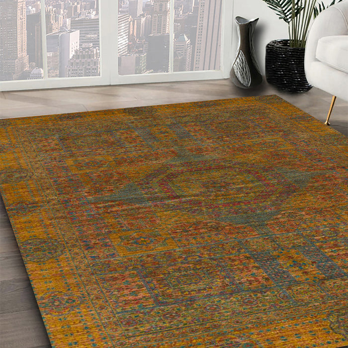 Machine Washable Abstract Light Brown Rug in a Family Room, wshabs1306