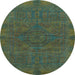 Round Abstract Light Blue Modern Rug, abs1306lblu