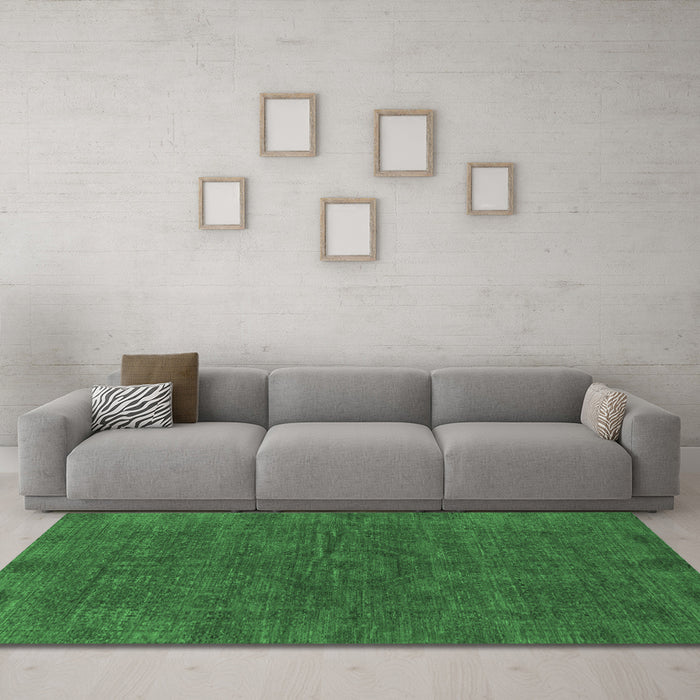 Machine Washable Abstract Emerald Green Modern Area Rugs in a Living Room,, wshabs1306emgrn