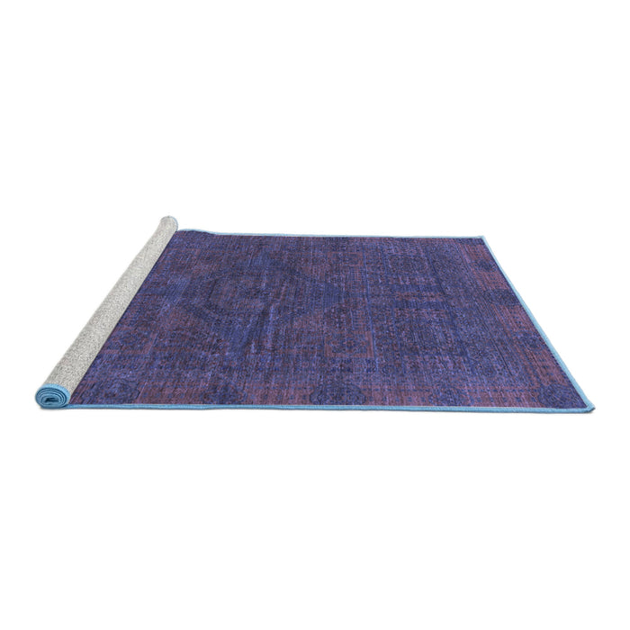 Sideview of Machine Washable Abstract Blue Modern Rug, wshabs1306blu