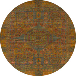 Round Abstract Light Brown Modern Rug, abs1306