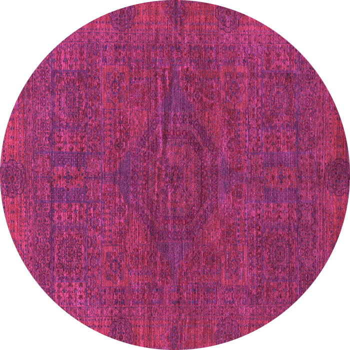 Round Machine Washable Abstract Pink Modern Rug, wshabs1306pnk