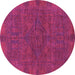 Round Machine Washable Abstract Pink Modern Rug, wshabs1306pnk