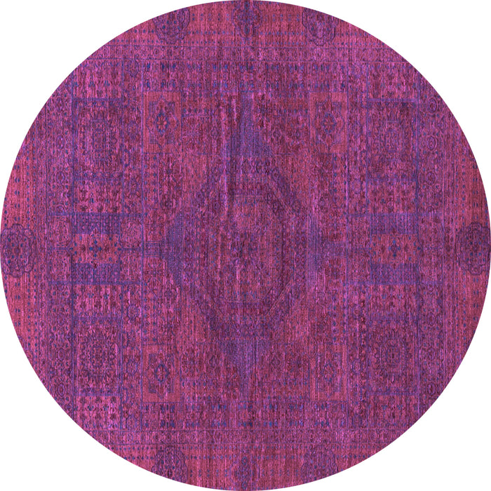 Round Machine Washable Abstract Purple Modern Area Rugs, wshabs1306pur