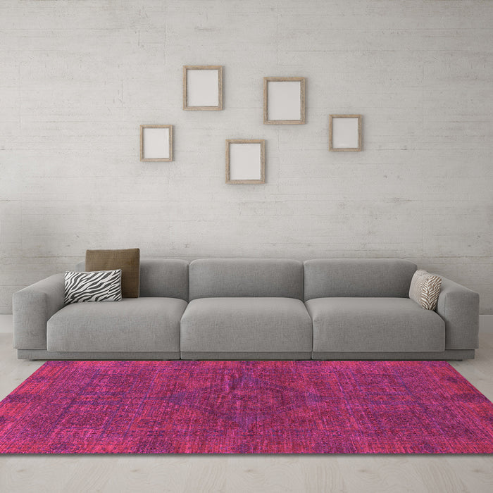 Machine Washable Abstract Pink Modern Rug in a Living Room, wshabs1306pnk