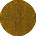 Round Abstract Yellow Modern Rug, abs1306yw