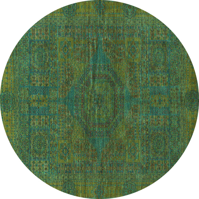 Round Abstract Turquoise Modern Rug, abs1306turq
