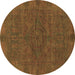 Round Machine Washable Abstract Brown Modern Rug, wshabs1306brn