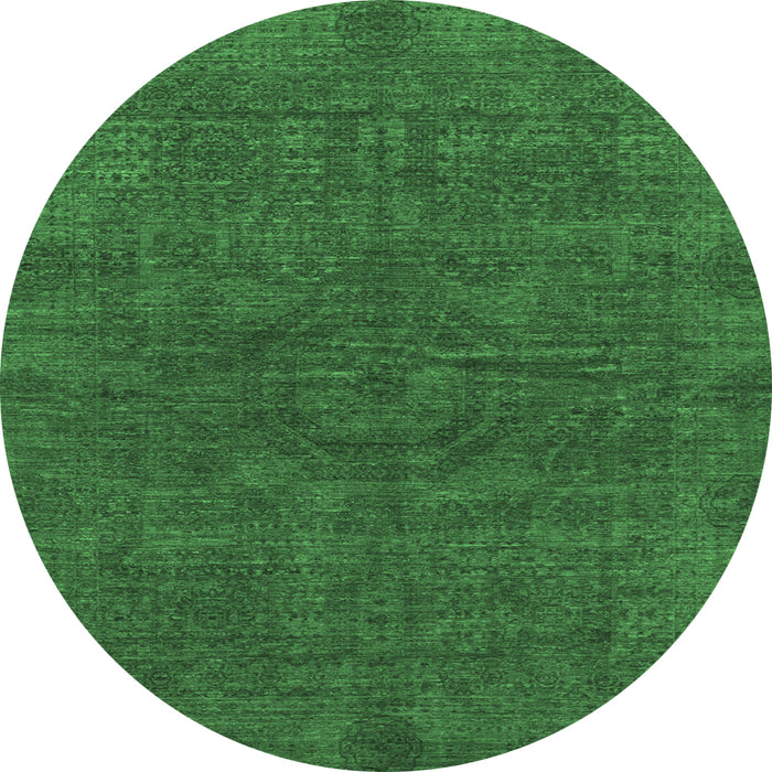 Round Abstract Emerald Green Modern Rug, abs1306emgrn