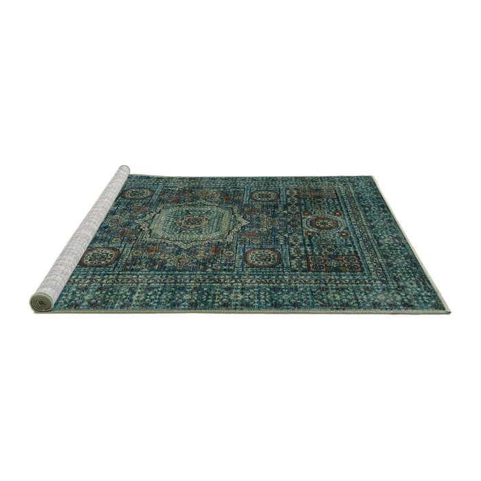 Sideview of Machine Washable Abstract -Sea Green Rug, wshabs1307
