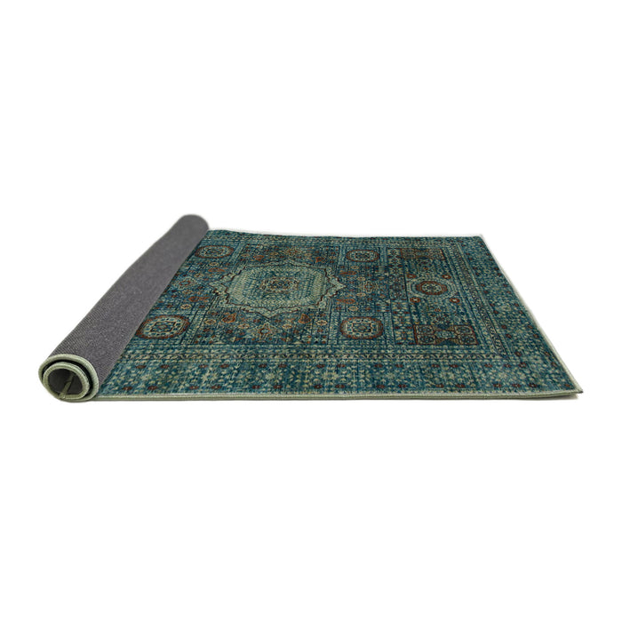 Sideview of Abstract Green Modern Rug, abs1307