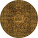 Round Machine Washable Abstract Orange Modern Area Rugs, wshabs1307org