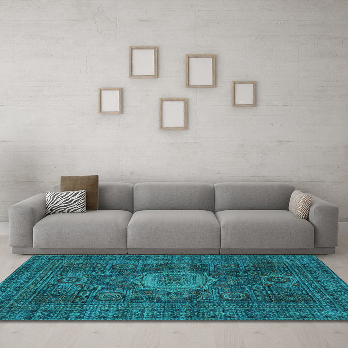 Machine Washable Abstract Light Blue Modern Rug in a Living Room, wshabs1307lblu