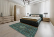 Abstract Green Modern Rug in a Bedroom, abs1307