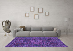 Machine Washable Abstract Purple Modern Area Rugs in a Living Room, wshabs1307pur