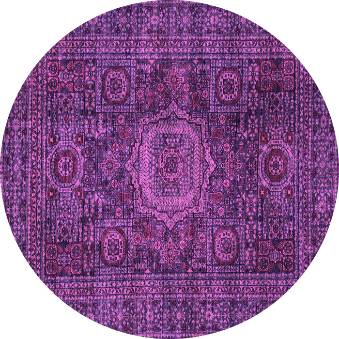 Round Machine Washable Abstract Pink Modern Rug, wshabs1307pnk