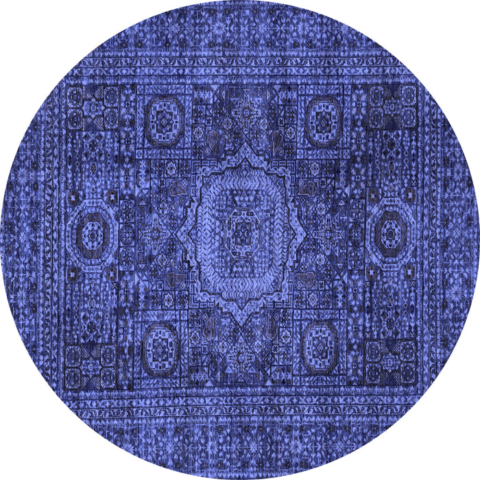 Round Machine Washable Abstract Blue Modern Rug, wshabs1307blu