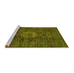Sideview of Machine Washable Abstract Yellow Modern Rug, wshabs1307yw