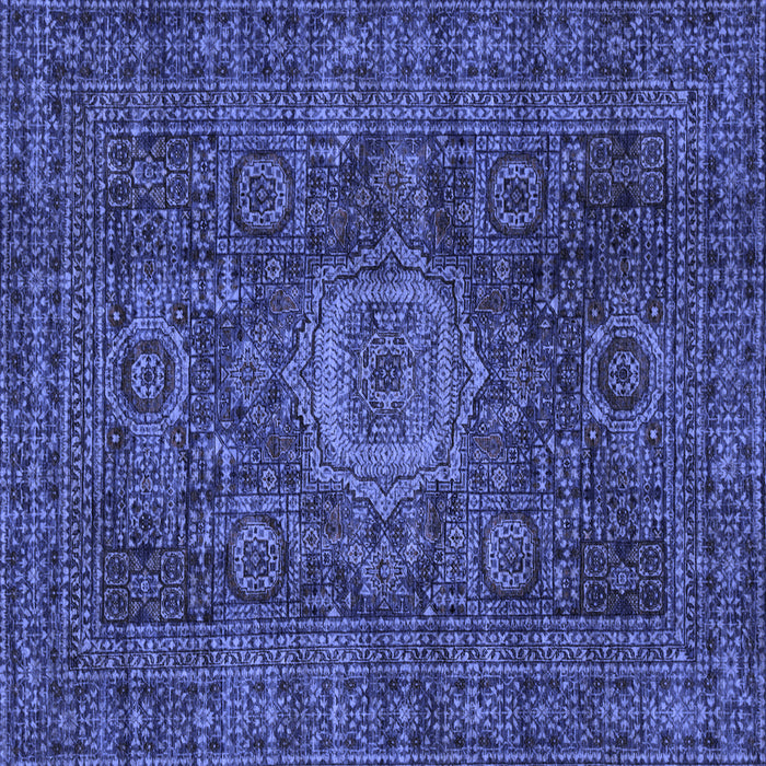 Square Abstract Blue Modern Rug, abs1307blu