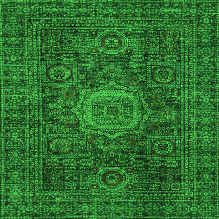 Square Abstract Green Modern Rug, abs1307grn