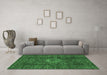 Machine Washable Abstract Emerald Green Modern Area Rugs in a Living Room,, wshabs1307emgrn