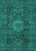 Machine Washable Abstract Turquoise Modern Area Rugs, wshabs1307turq