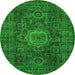 Round Abstract Green Modern Rug, abs1307grn