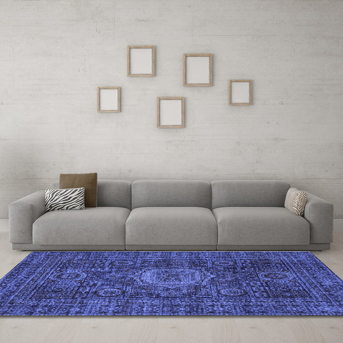 Machine Washable Abstract Blue Modern Rug in a Living Room, wshabs1307blu