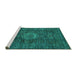 Sideview of Machine Washable Abstract Turquoise Modern Area Rugs, wshabs1307turq