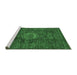 Sideview of Machine Washable Abstract Emerald Green Modern Area Rugs, wshabs1307emgrn