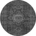 Round Machine Washable Abstract Gray Modern Rug, wshabs1307gry