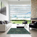 Square Abstract Green Modern Rug in a Living Room, abs1307