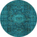 Round Abstract Light Blue Modern Rug, abs1307lblu