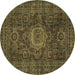 Round Abstract Brown Modern Rug, abs1307brn