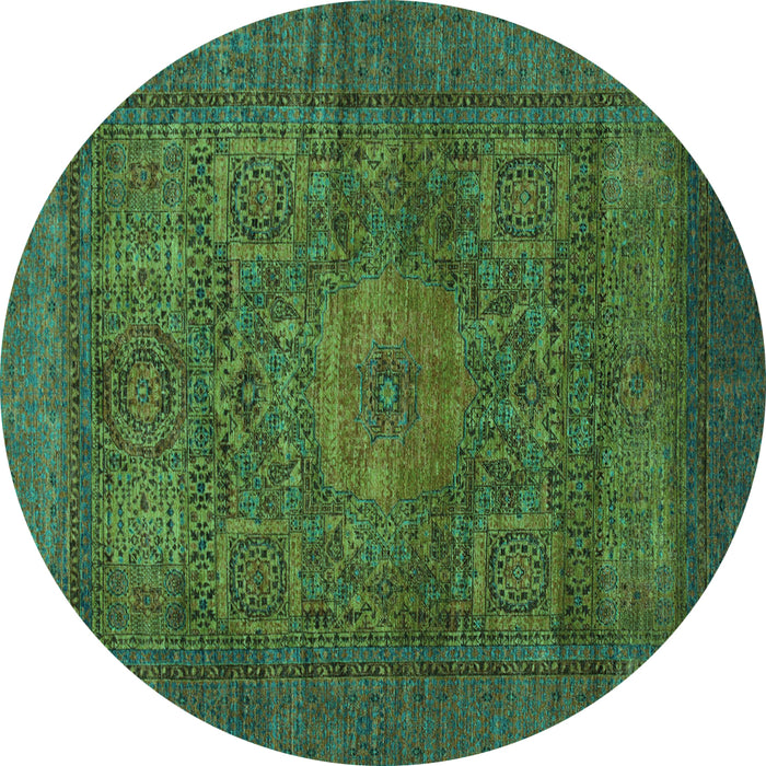 Round Abstract Turquoise Modern Rug, abs1308turq