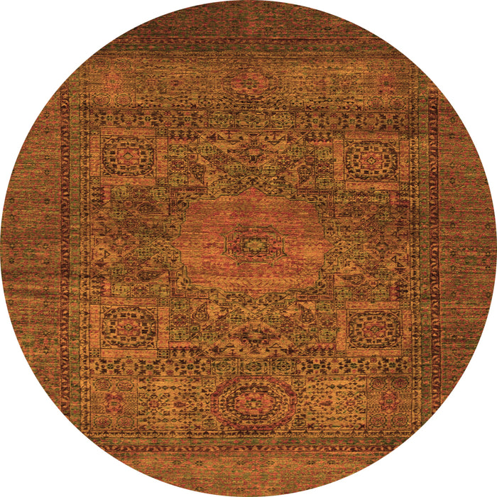 Round Abstract Orange Modern Rug, abs1308org