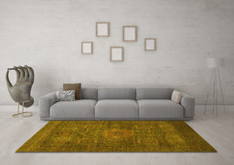 Machine Washable Abstract Yellow Modern Rug in a Living Room, wshabs1308yw