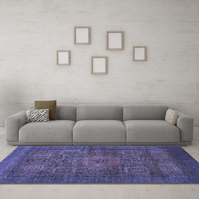 Machine Washable Abstract Blue Modern Rug in a Living Room, wshabs1308blu