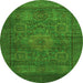 Round Abstract Green Modern Rug, abs1308grn