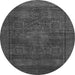 Round Abstract Gray Modern Rug, abs1308gry