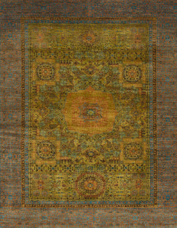 Machine Washable Abstract Hazel Green Rug, wshabs1308