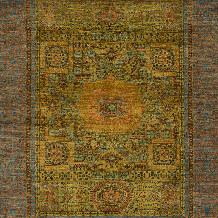 Machine Washable Abstract Hazel Green Rug, wshabs1308