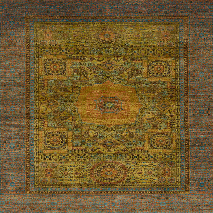 Square Machine Washable Abstract Hazel Green Rug, wshabs1308