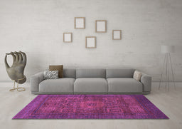 Machine Washable Abstract Purple Modern Area Rugs in a Living Room, wshabs1308pur