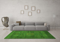 Machine Washable Abstract Green Modern Rug, wshabs1308grn