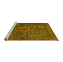 Sideview of Machine Washable Abstract Yellow Modern Rug, wshabs1308yw