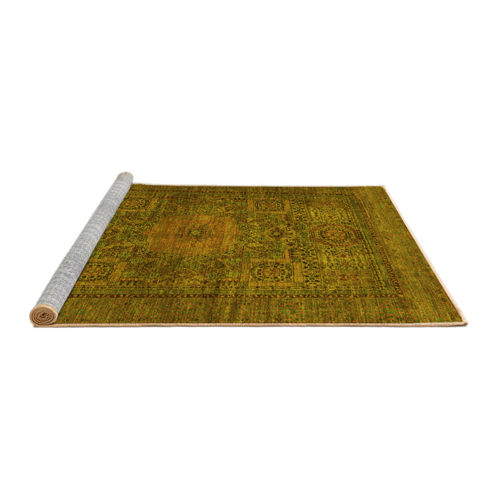 Sideview of Machine Washable Abstract Yellow Modern Rug, wshabs1308yw