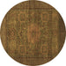 Round Machine Washable Abstract Brown Modern Rug, wshabs1308brn