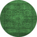 Round Abstract Emerald Green Modern Rug, abs1308emgrn